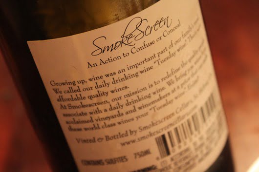 Smokescreen Chardonnay, California -back label