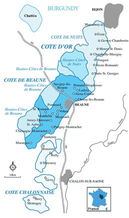 Burgundy Wine Map